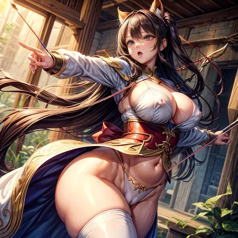 beautiful girl、archery、bow、arrow、archeryの名手、Camel Toe、Giant tit、Nipple Puffs、Cleavage、Plump、Super big breasts、Super big butt、Fantasy