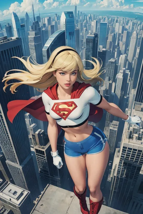 (cowboy shot), cameltoe, (masterpiece), (best quality: 1.0), (ultra highres: 1.0), detailed eyes, break supergirl, 1girl, long b...