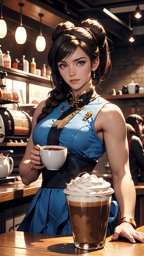 Capcom「Street Fighter」Chun-Li and Rainbow Mika、Drinking coffee together at a coffee shop