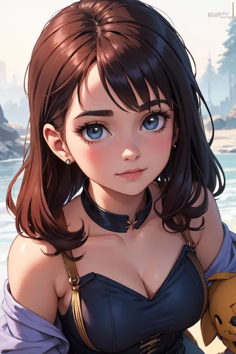 Female style character beautiful breasts symmetrical medium breasts Fiona queen Anna of Arendelle with war marks Cartoon image of a woman .Ilustra??o estilo desenho animado, estilo de arte dos desenhos animados, estilo de arte dos desenhos animados, digita...