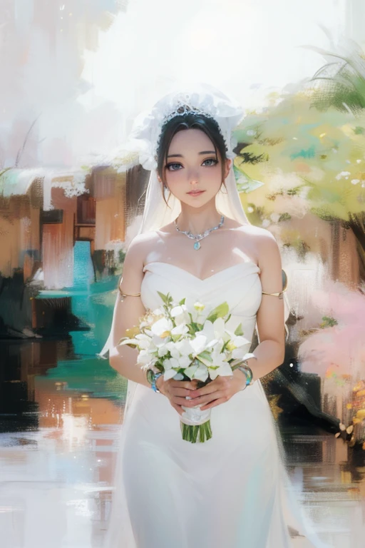 "(best quality,ultra-detailed),water element angel from lake,beautiful detailed eyes,beautiful detailed lips,flowing white dress,ethereal beauty,long flowy hair,golden halo,sparkling water drops,floating wings,soft ethereal light,impressionist painting sty...