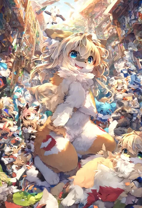 ultra-high resolution, detailed background,  boy, girl, happy, joyful, disorganized(kemono, furry personification),　naked　naked　...