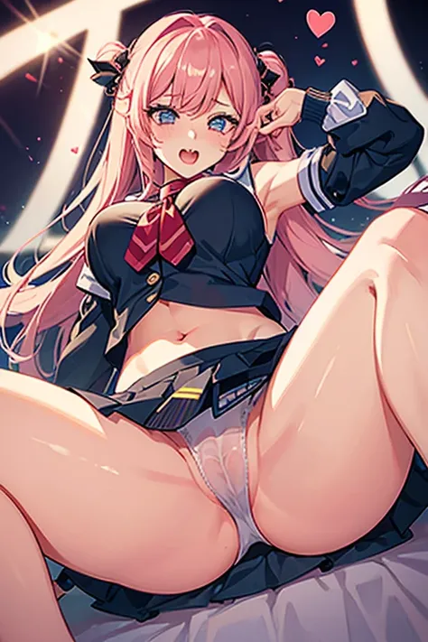 high school girl　Crotch showing　Eyes are hearts　Ahegao　Big Breasts