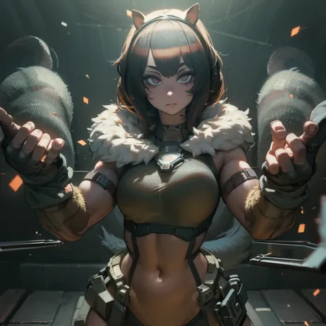 (best quality,4k,highres,masterpiece:1.2),ultra-detailed,(realistic:1.37),skullgirl game art style,cute sexy squirrel girl,fluff...