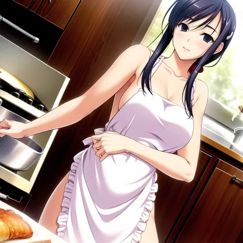 cooking,naked apron,showing face