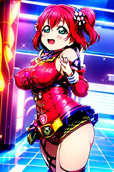 masterpiece, best quality, ultra-detailed, kawaii, cute, lovely, sexy, ero, extremely detailed, 4K, 8K, best quality, beautiful, anime style, laboratory, Kurosawa Ruby, love live!, latex bodysuit, beautiful eyes, large breast, tattoo, cool, leather jacket,...