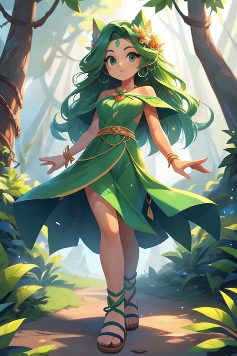 Nome completo: Gaia Greenleaf

Pode:

Manipulate the earth and control plants Create earthquakes and landslides Heal through contact with nature Color: Verde esmeralda

Estilo de roupa:

Long green dress with leaf details Rustic sandals Green cape with vin...