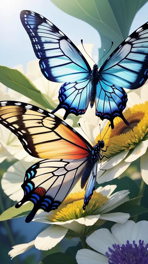 In the enchanting world of nature, a very beautiful butterfly flower spreads its wings, showcasing a breathtaking display of vibrant colors. The scene is filled with high definition images, capturing every intricate detail of these delicate wings. A flock ...