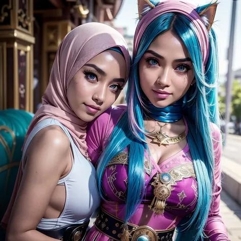 Craft a photorealistic scene of a Malay girl in hijab as an intrepid explorer in a steampunk world. Showcase intricate gears, Victorian-inspired fashion, and a sense of adventure in this alternate reality, 8mm lens, Extreme close-up, pastel color grading, ...