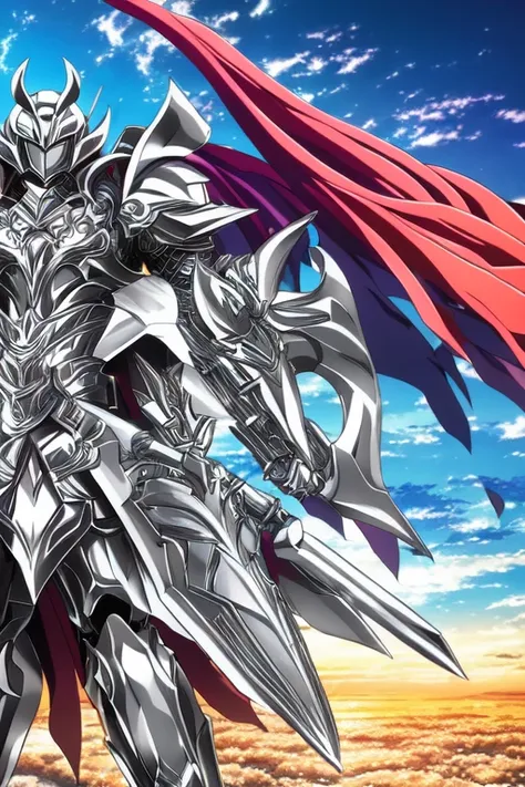 (masterpiece,),(perfect),(beautiful armor),/((colorful)),((colorful anime)),((anime style)),(a stylish shiny silver armor with t...