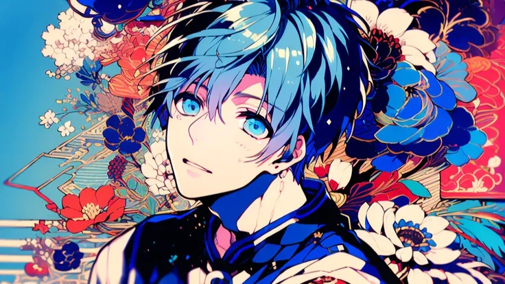 ((highest quality, super detailed,detailed eyes:1.3)),boy,water blue hair,short,hair,kuroko tetsuya,basketball uniform,(basketba...