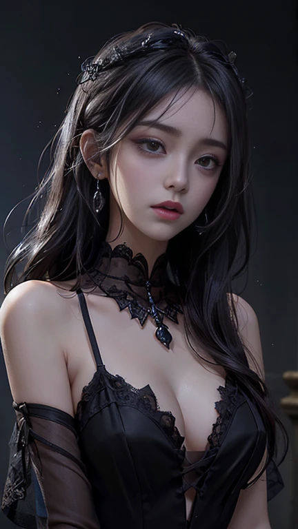  highest quality, masterpiece, High resolution, original, Highly detailed wallpaper, Perfect lighting,(Extremely detailed CG:1.2)highest quality、masterpiece、8k、Award-winning works、Hyperrealism、Vampire Princess、、Photographing faces with beautiful compositio...