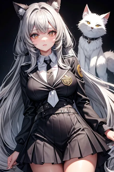 Mami loba cabello gris plateado con pechos muy grandes y enormes con uniforme colegial y lentes muy hermosa y muy detallada