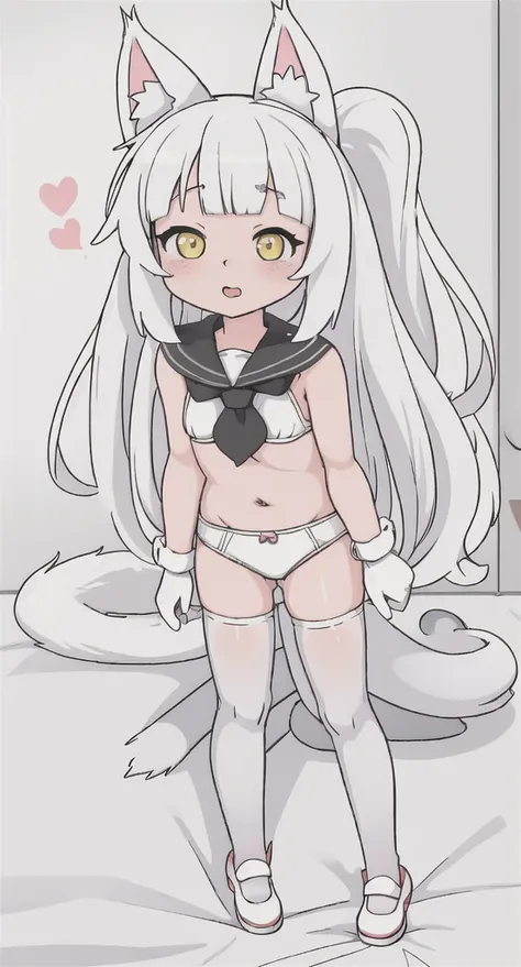 anime girl with cat ears and tail in a white bikini, neferpitou, holo is a wolf girl, anime catgirl, white cat girl, cute anime catgirl, seductive anime girl, beautiful anime catgirl, white - haired fox, holo if a wolf girl, wolf ears, attractive cat girl,...