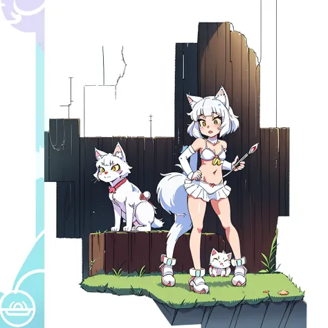 anime girl with cat ears and tail in a white bikini, neferpitou, holo is a wolf girl, anime catgirl, white cat girl, cute anime catgirl, seductive anime girl, beautiful anime catgirl, white - haired fox, holo if a wolf girl, wolf ears, attractive cat girl,...