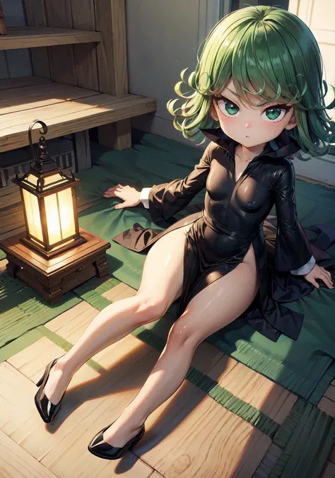 chibi、tatsumaki,full body、Characters are stored in small, transparent, elongated capsules.、Great lighting, ((masterpiece)), highest quality, Beautiful art, Photorealism