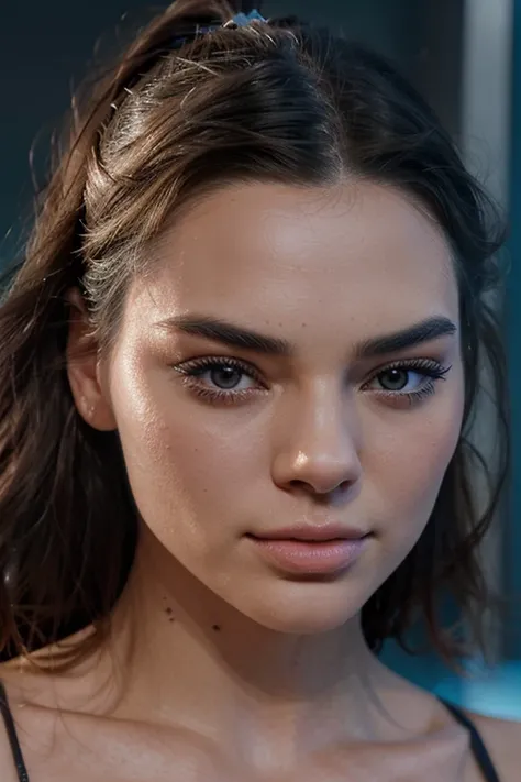 haz una imagen combinando el rostro de kendall jenner con el rostro de margot robbie (ojos de color azules) en 4k realista cara perfecta