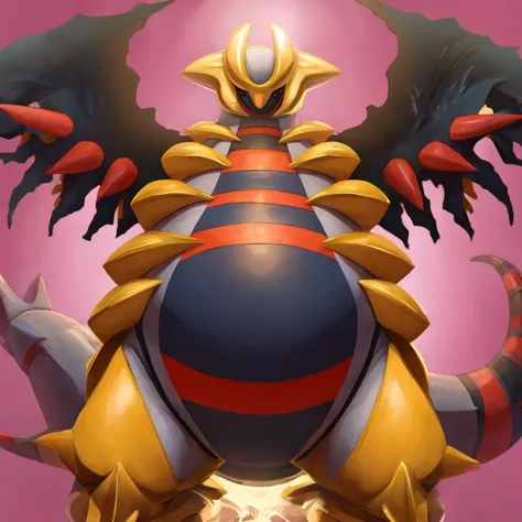 massive pokemon giratina, engorged belly, belly touches , hands on belly, squirming belly