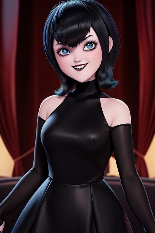 Mavis es una vampira de estatura media con una apariencia juvenil y atractiva. He has pale skin, cabello largo y negro, y ojos grandes y expresivos de color rojo brillante. Suele vestir con un estilo moderno y colorido, often in dresses or outfits that ref...