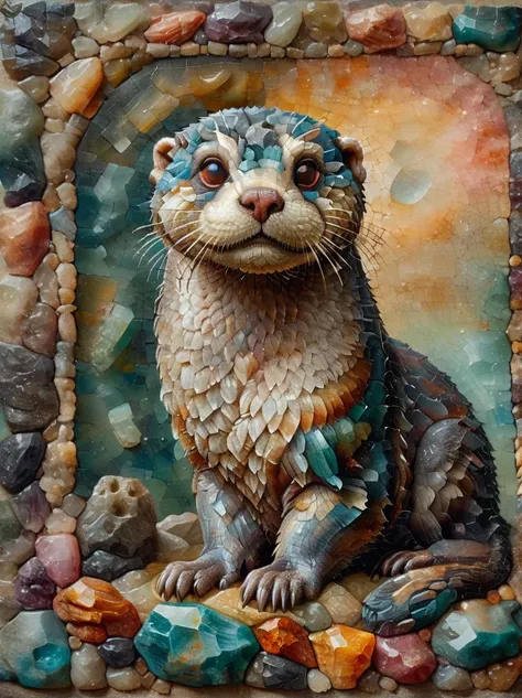 a very detailed ral-ntrgmstn pastel painting of a roman otter, (masterpiece, ultra-detailed), best quality, high quality, highre...