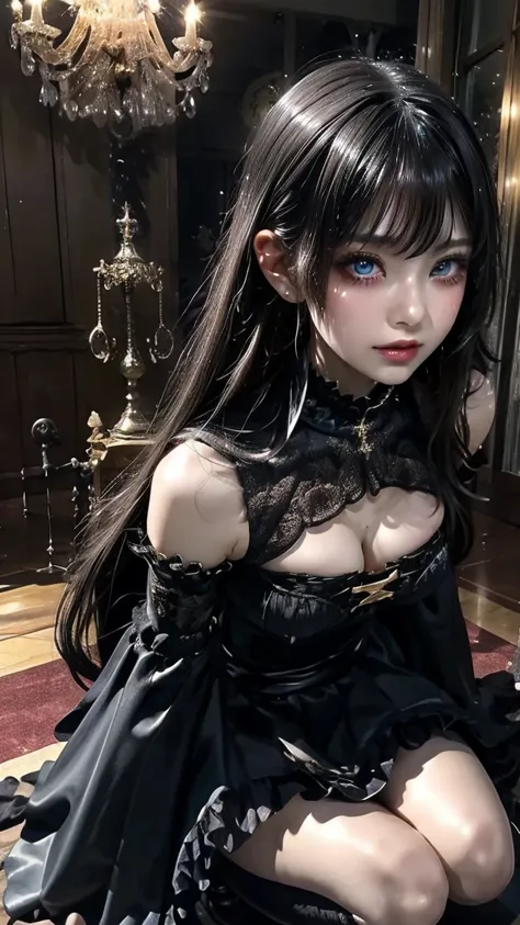 Hard Dark Gothic Makeup、Deep Night Sky、Horror、Black dark eyeshadow、cry、sad、Good skin radiance、Dark Gothicメイク、Dark smile、palace、The beauty of fragrance、24-years-old、Expressions of intense sexual pleasure、Embarrassed look、Dark Gothic、Obscene language、highest...