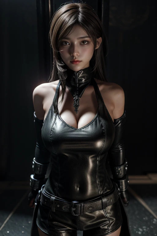 Game Art，Best image quality，Highest Resolution，8k，(Bust photo)，(Portraiture)，(Head close-up)，(Three-part method)，Unreal Engine 5 rendering， (Future Girl)，(Woman warrior)， Put your hands behind your back、Put your hands behind your back、Hands tied behind bac...