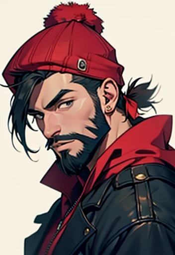 Human Male With red haircut, Beard , hat cap