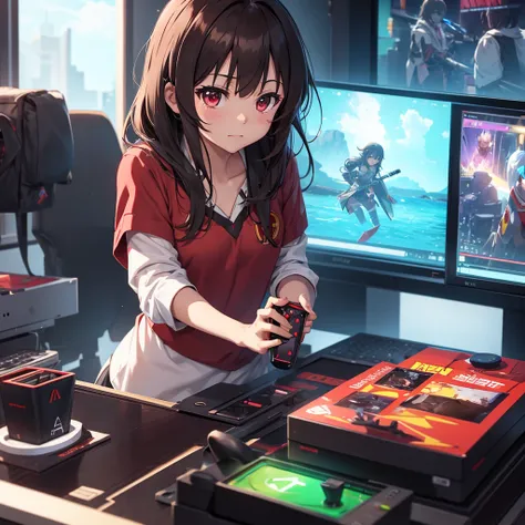 megumin playing xbox concentrated