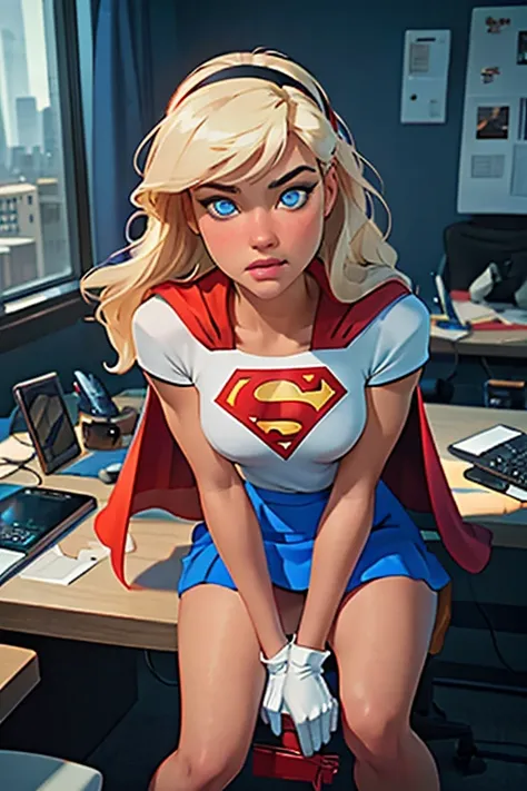 masterpiece, raw, beautiful art, professional artist, 8k, very detailed face, very detailed hair, 1girl, supergirl (blonde hair,...