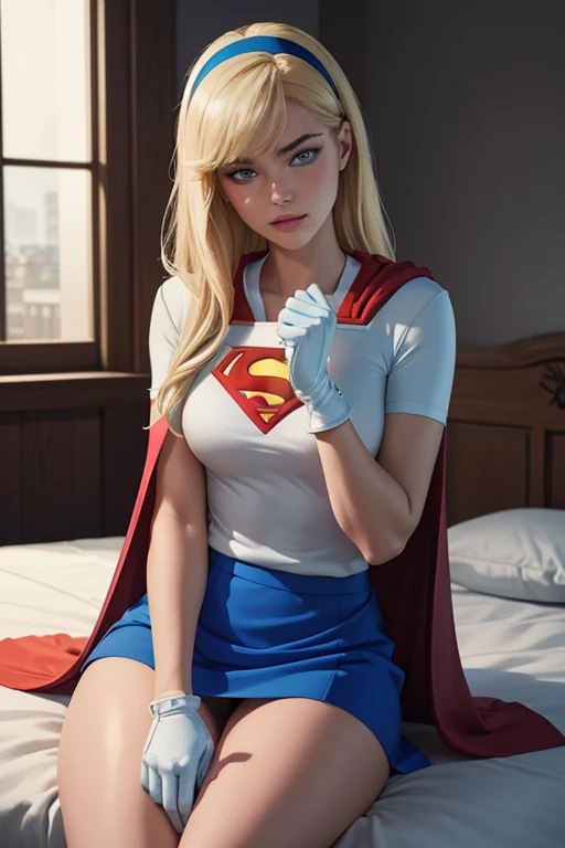 masterpiece, raw, beautiful art, professional artist, 8k, very detailed face, very detailed hair, 1girl, supergirl (blonde hair,...