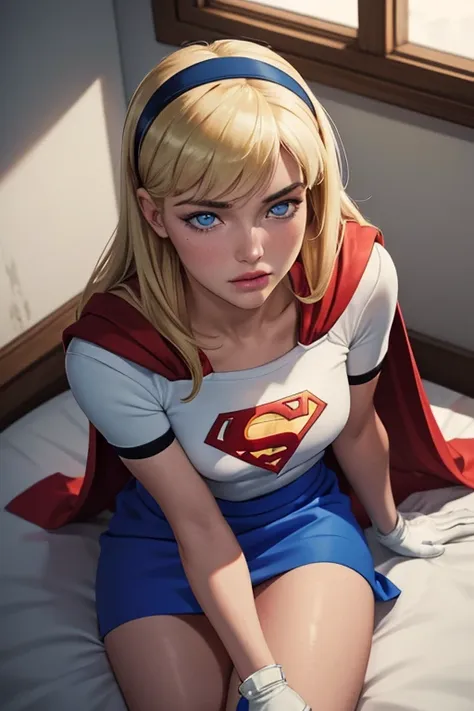 masterpiece, raw, beautiful art, professional artist, 8k, very detailed face, very detailed hair, 1girl, supergirl (blonde hair,...