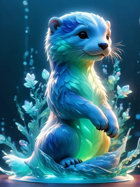  (artwork，An Otter，concept art,),Art jade doll，(16k, ultra-high resolution:1.4), (close-up, hyper-detailed:1.3), Art Jade Doll, Translucent Jade Textured Otter, 3D, Hyper Maximalist, Kinetic Art, Luminism, Pixar-inspired, Backlighting, Blacklight, Glowing,...