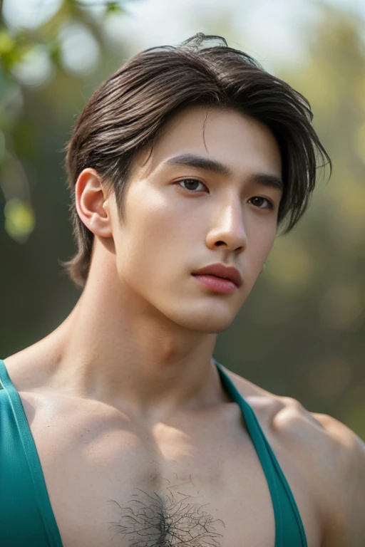 2 Man, ((male models )) heaty skin, masterpiece, best quality, most handsome man in the world, by Kim Soo-hyun, prefect body, beautiful male model, an attractive man 18-24 years old aesthetic, at spring flower booming, green fields, spring, plains, trees, ...