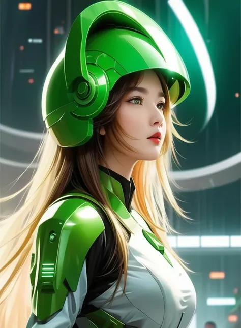 (masterpiece, best quality:1.5)
1 Asian Girl, Shut up, , Green Eyes, helmet, Lips, Long hair, Looking at the audience, nose, Practical, Science fiction, Solitary, Upper Body, white hair