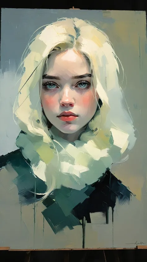 create an evocative oil painting inspired by malcolm liepke, based on the provided image. capture the intense, introspective exp...