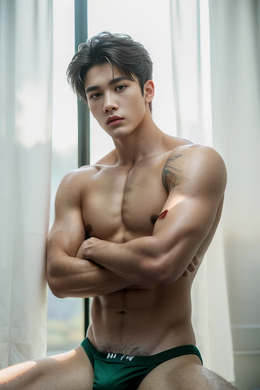 2 Man, ((male models )) heaty skin, masterpiece, best quality, most handsome man in the world, by Kim Soo-hyun, prefect body, beautiful male model, an attractive man 18-24 years old aesthetic, at spring flower booming, green fields, spring, plains, trees, ...