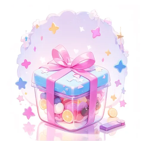 a cute cartoon matte transparent acrylic gift with ribbon