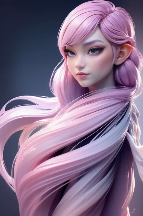 elfgirl (rose quartz su-elsa frozen disney tinker waifu mezclando modelos .) (ultra fusion of white and pink hair) highly detail...