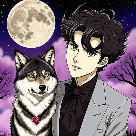 Wolf,full moon,good looking,Dandy,Wolfの耳,Tuxedo Mask,Anime Style