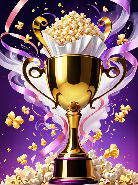 (((crazy illustration abstract gold trophy:1.3)))，(((trophy decoration effect:1.3)))，(((wear ribbons:1.3)))，eternal fantasy styl...