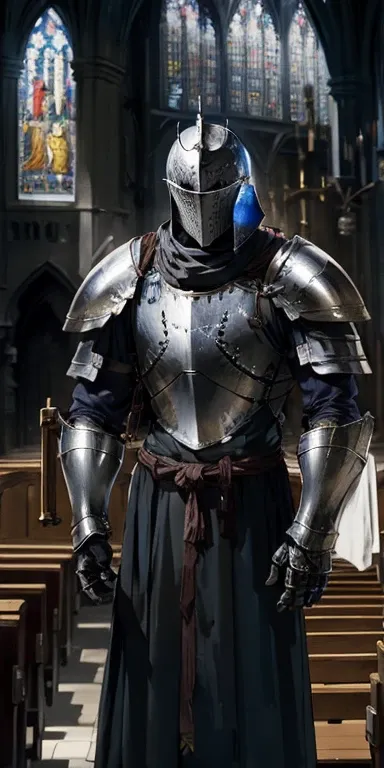 Full armor knight in a church 