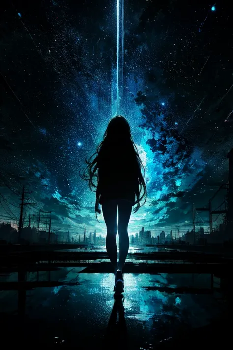 (The best of art,:1.3),
Silver Theme,Black Theme,White Theme,Blue Theme,Long Hair Ultra High Resolution, masterpiece, highest quality, night, (Dark Environment)