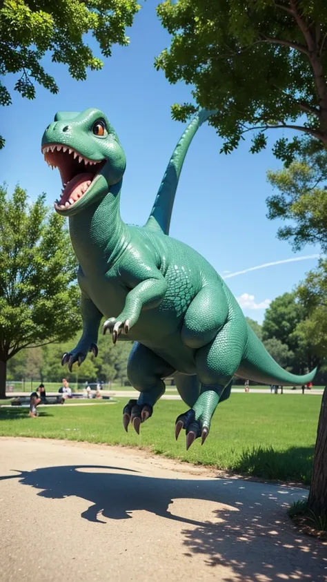 3d animation kind and cute dino in the park