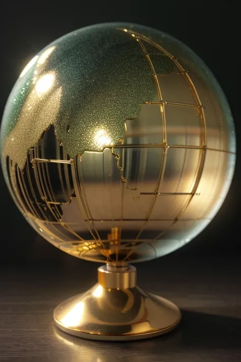 masterpiece，Top quality，high resolution，Very detailed，The Internet age，Network Digital，cable，high tech；Small Numbers，Shine，Thin green lines texture，地球网络彩色线Shine环绕，Gold glittering lines，Creative glass globe， 3d, 8k ，