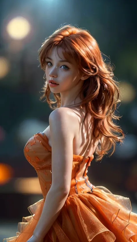 (best quality,4k,8k,highres,masterpiece:1.2),ultra-detailed,(realistic,photorealistic,photo-realistic:1.37), HDR,UHD，Studio lighting, extreme detail description, professional, vivid colors, bokeh, portraits, orange-haired girl with red eyes, beautiful deta...