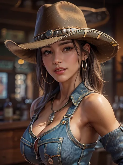 ((highest quality)),(Ultra-high resolution),(Very detailed),(Detailed Description),((The best CG)),(A masterpiece),Ultra-precise art,amazing drawing art,(Art with precise detail:1.5), (Female gunslinger:1.5),(Beautiful and well-proportioned face:1.6),(Tone...