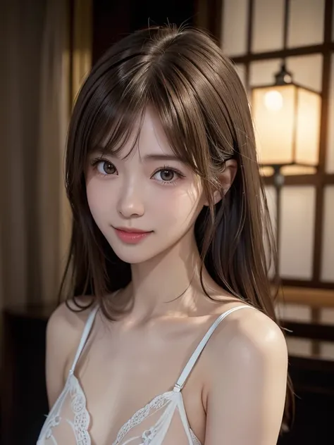 1 Japanese girl,(White see-through lingerie:1.4), (RAW Photos, highest quality), (Realistic, Photorealistic:1.4), Tabletop, Very delicate and beautiful, Very detailed, 8k wallpaper, wonderful, In detail, Very detailedなCG Unity, High resolution, Soft Light,...