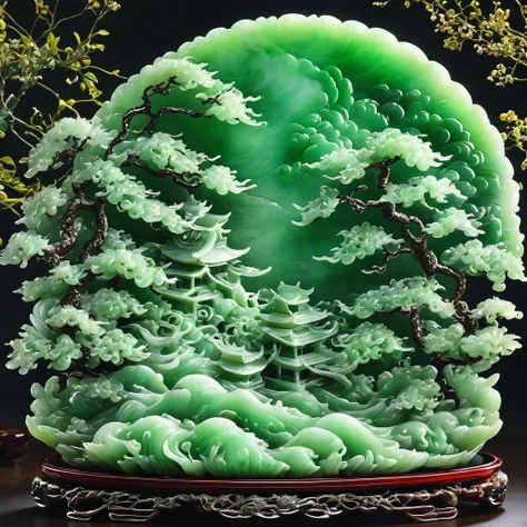 best quality, very good, 16k, ridiculous, extremely detailed, 《shizuya shi》，li bai，made of translucent jadeite, background grass...