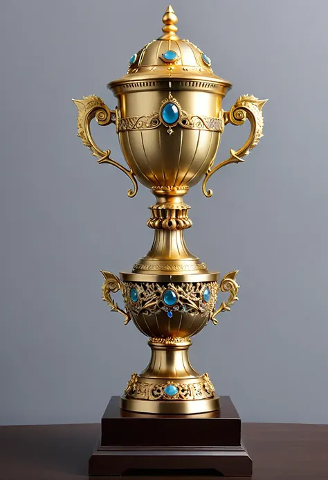 Golden Trophy, (masterpiece, best quality, Professional, perfect composition, very aesthetic, absurdres, ultra-detailed, intricate details:1.3), by Studio Ghibli