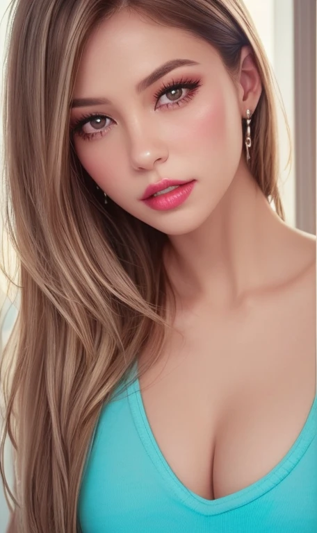 ((Top Quality、16K、​masterpiece:1.3))、a tall and beautiful woman、Perfect Figure:1.4、retro futuristic aesthetic, young woman (charming) solo, pale-brown hair (short hairstyle), realistic hair, realistic eyes, pale-white skin (highlighted, realistic shading)、...